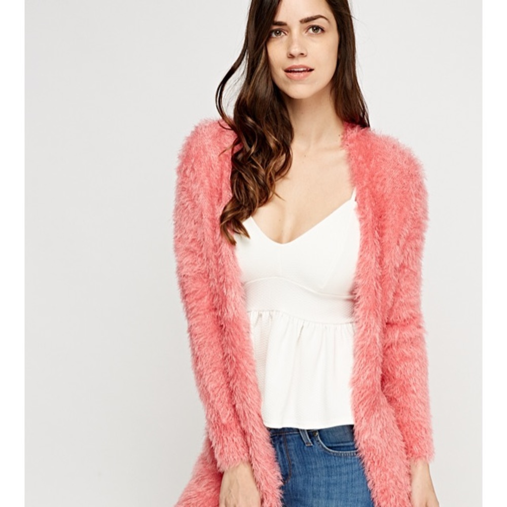 Pink Eyelash Cardigan